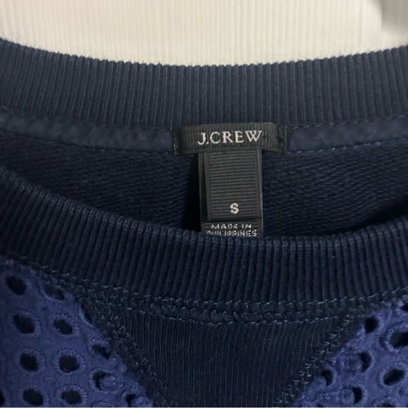 J. Crew Eyelet Front Sweatshirt Top Navy Blue Size Small - Picture 2 of 4